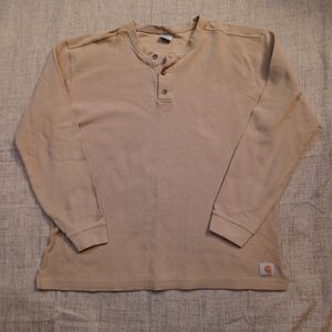 Carhartt Knit Thermal Henley Long Sleeve Tan Shirt Men's Size Large